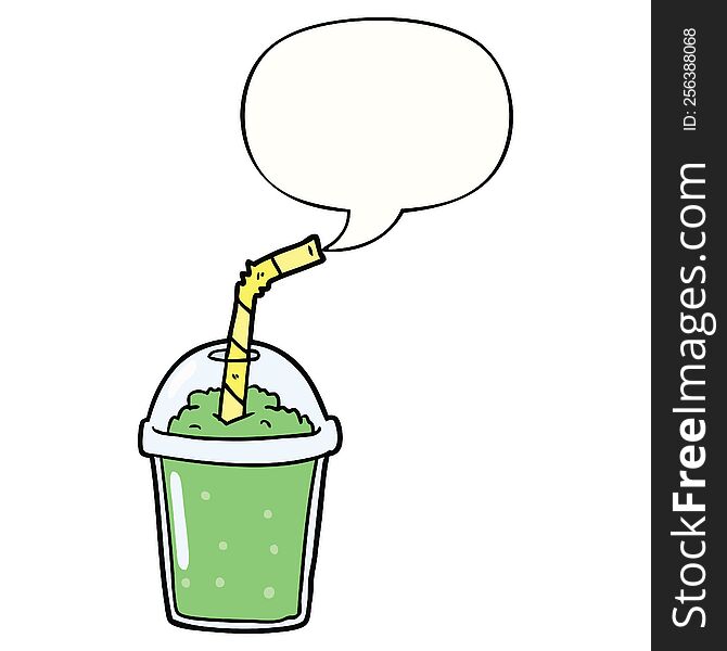 cartoon iced smoothie with speech bubble. cartoon iced smoothie with speech bubble
