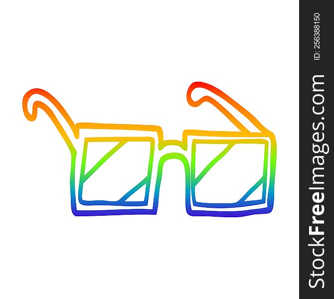 rainbow gradient line drawing of a cartoon square spectacles