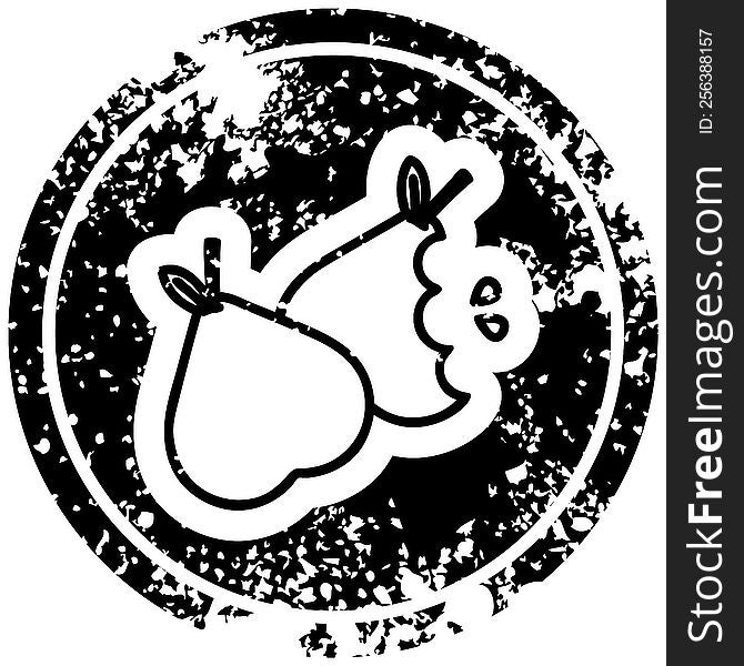 bitten pears distressed icon symbol