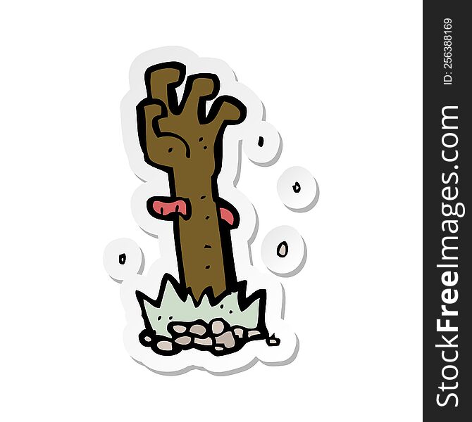 Sticker Of A Cartoon Zombie Hand