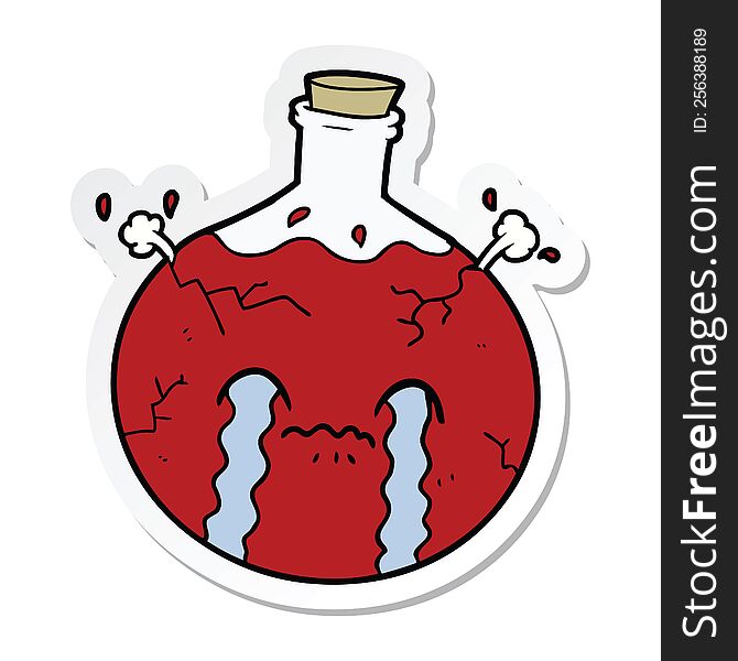 Sticker Of A Cartoon Cracking Potion