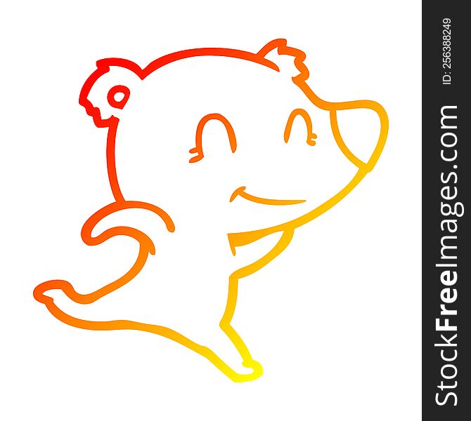 Warm Gradient Line Drawing Friendly Bear Running Cartoon