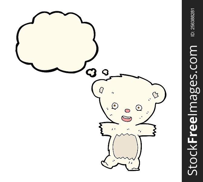 Cartoon Teddy Polar Bear Cub With Thought Bubble