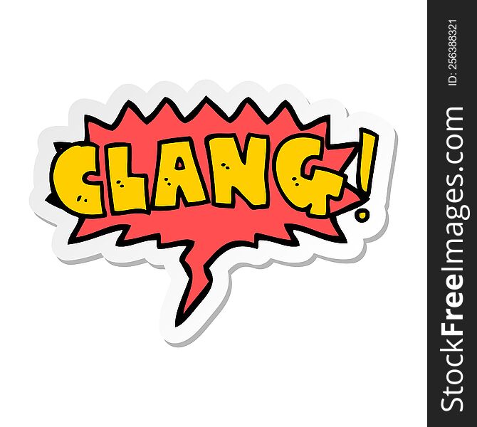 cartoon word clang with speech bubble sticker