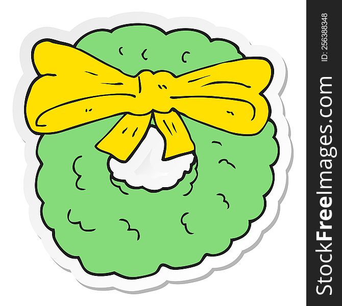 sticker of a cartoon christmas wreath