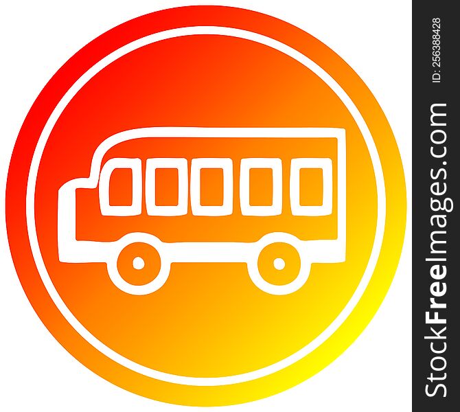 school bus circular icon with warm gradient finish. school bus circular icon with warm gradient finish