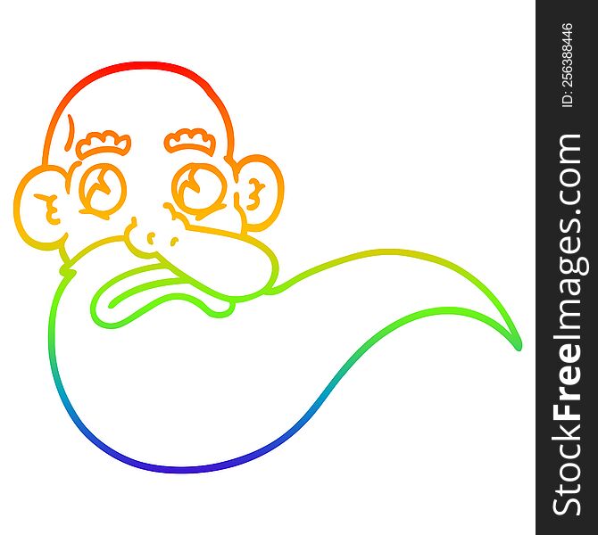 rainbow gradient line drawing of a cartoon grumpy old man
