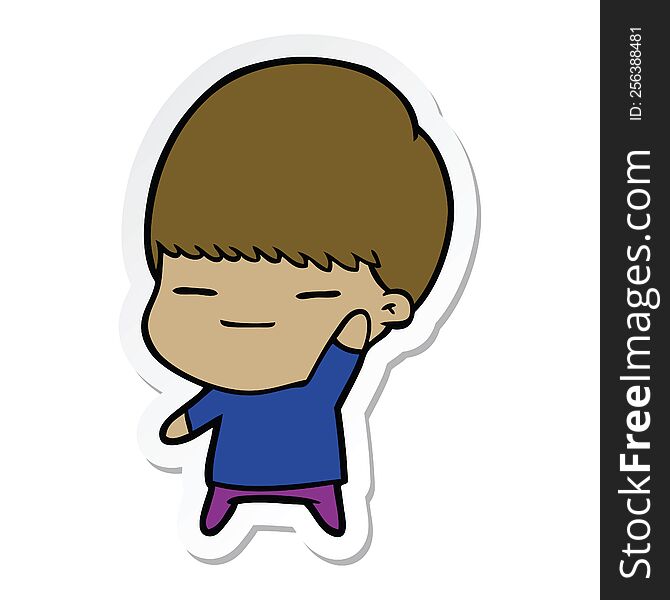 Sticker Of A Cartoon Smug Boy
