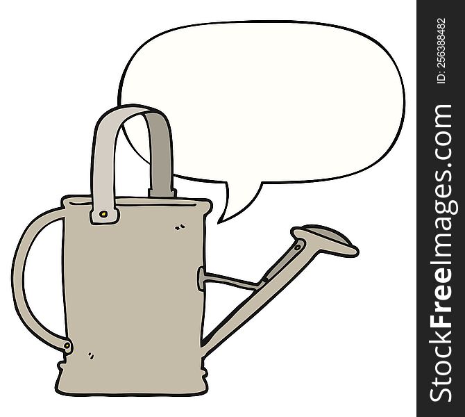 cartoon watering can with speech bubble. cartoon watering can with speech bubble