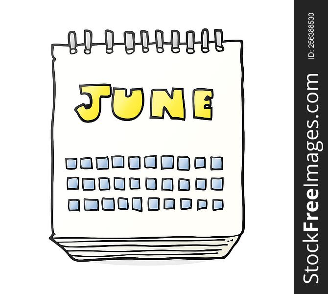 freehand drawn cartoon calendar showing month of