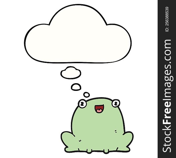 cartoon frog with thought bubble. cartoon frog with thought bubble