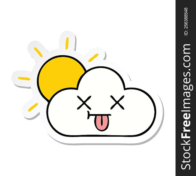 Sticker Of A Cute Cartoon Sunshine And Cloud