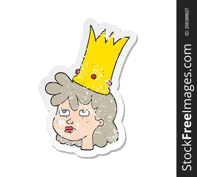 retro distressed sticker of a cartoon queen