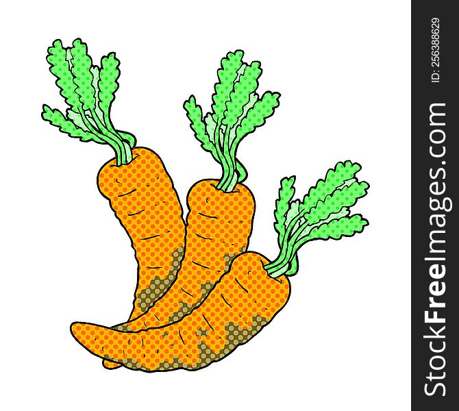 freehand drawn comic book style cartoon carrots