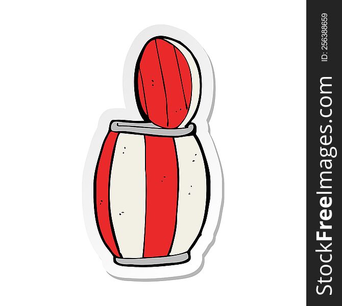 sticker of a cartoon painted barrel