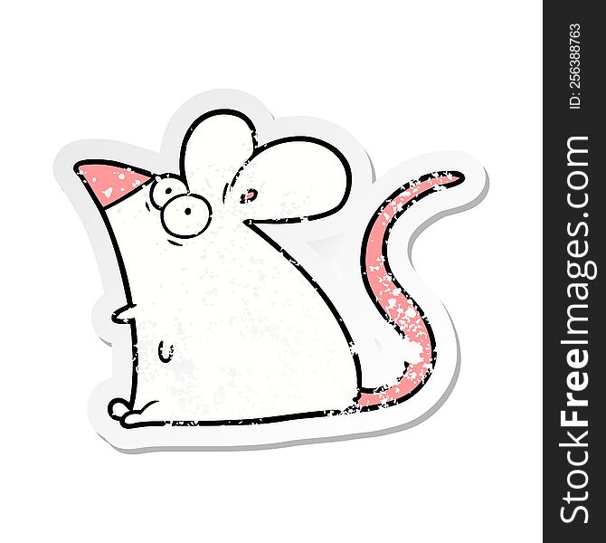 distressed sticker of a cartoon frightened mouse