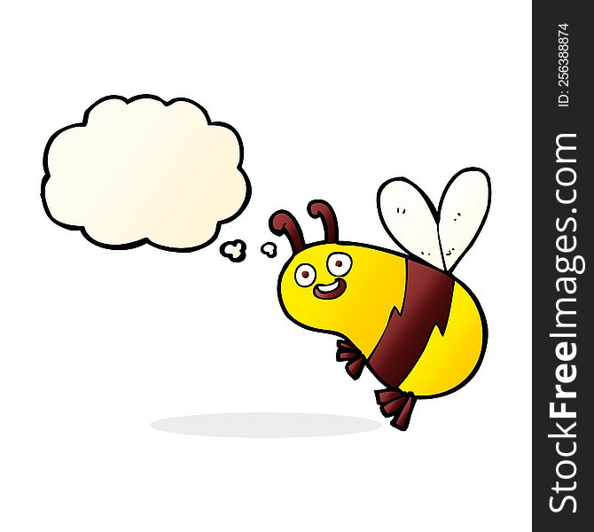 Funny Cartoon Bee With Thought Bubble