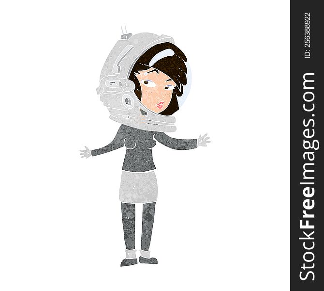Cartoon Woman Wearing Astronaut Helmet
