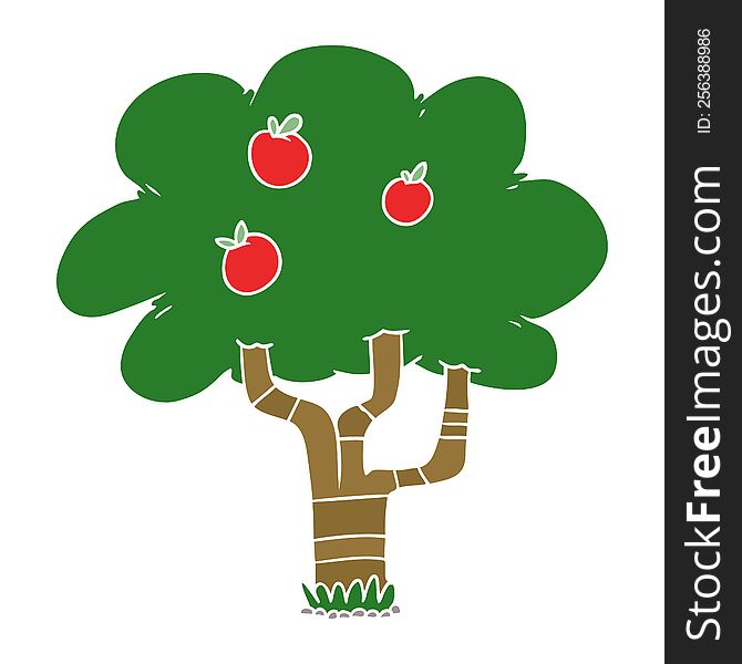 flat color style cartoon apple tree