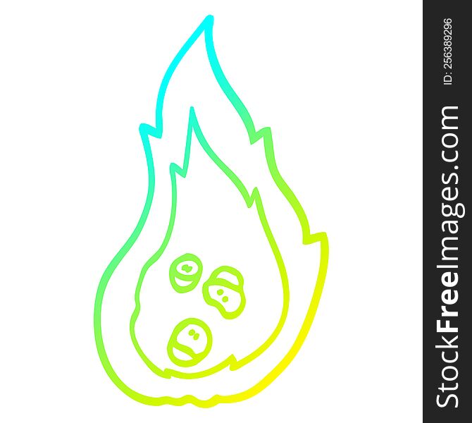 Cold Gradient Line Drawing Cartoon Burning Coals