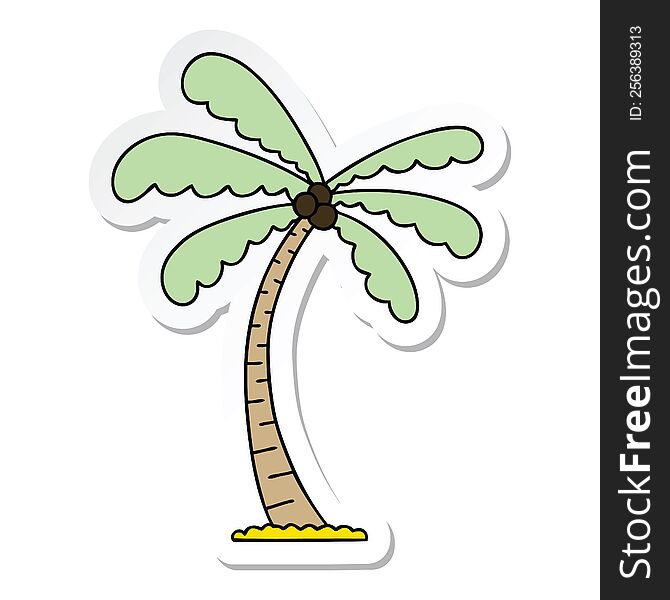 sticker of a quirky hand drawn cartoon palm tree