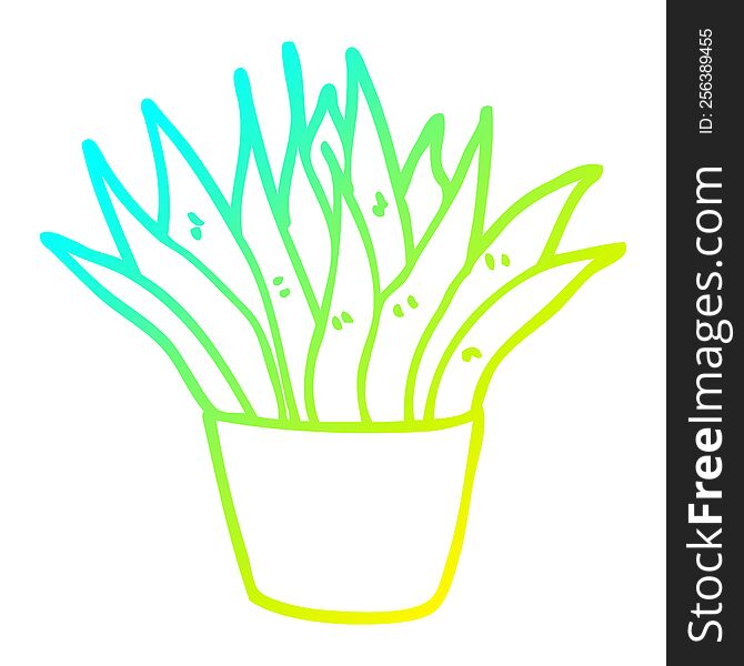 Cold Gradient Line Drawing Cartoon House Plant