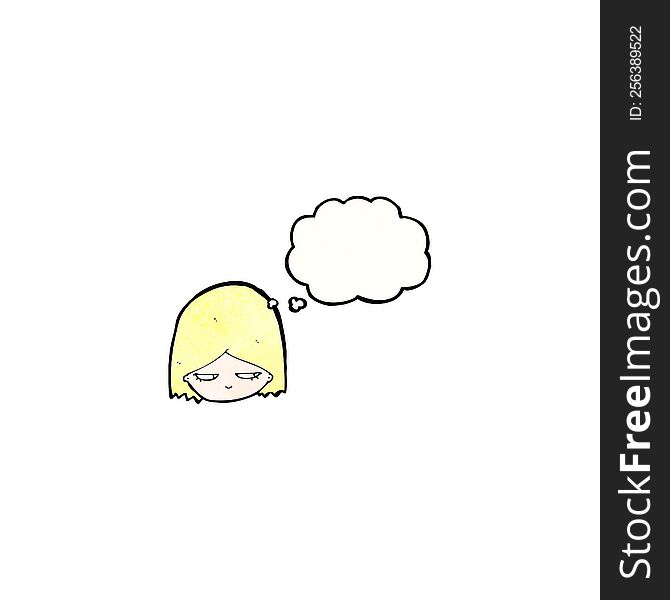 annoyed blond girl with thought bubble