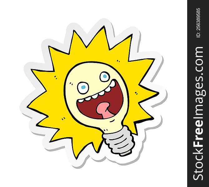 sticker of a cartoon lightbulb