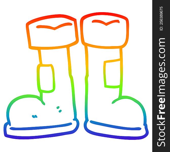 Rainbow Gradient Line Drawing Cartoon Wellington Boot