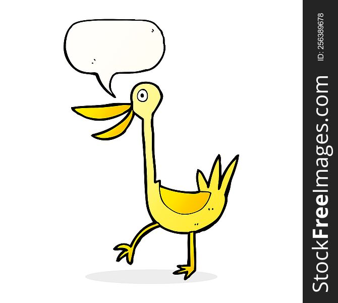 Funny Cartoon Duck With Speech Bubble