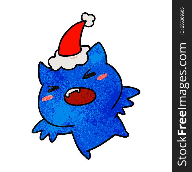 Christmas Textured Cartoon Of Kawaii Bat