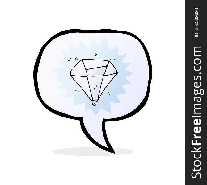 Cartoon Diamond With Speech Bubble