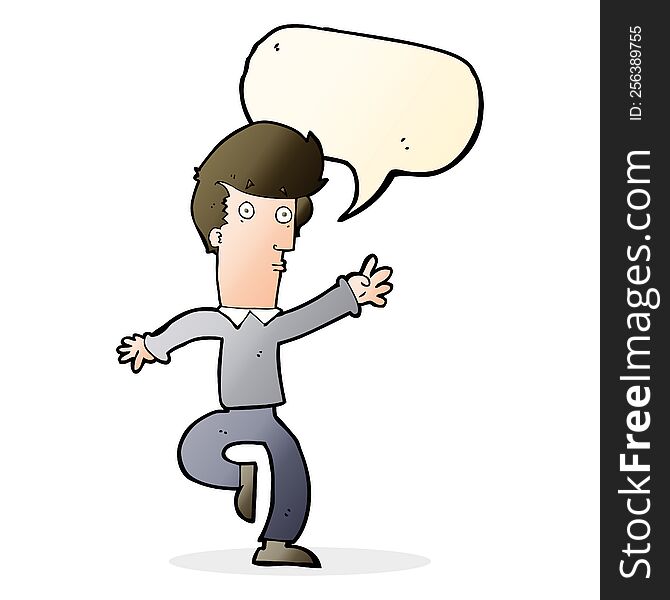 cartoon rushing man with speech bubble