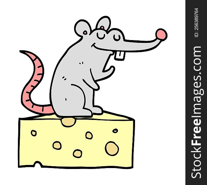 cartoon mouse sitting on cheese