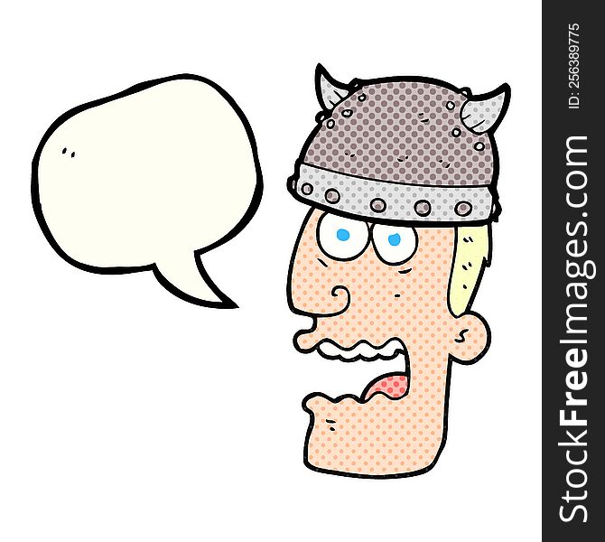 freehand drawn comic book speech bubble cartoon screaming warrior man