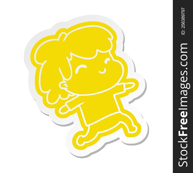 cartoon sticker kawaii boy with stubble