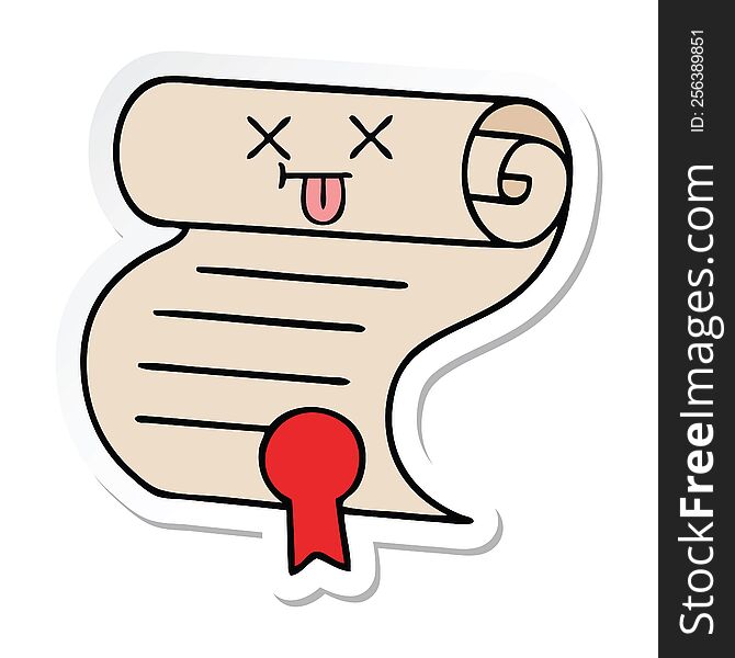 sticker of a cute cartoon contract