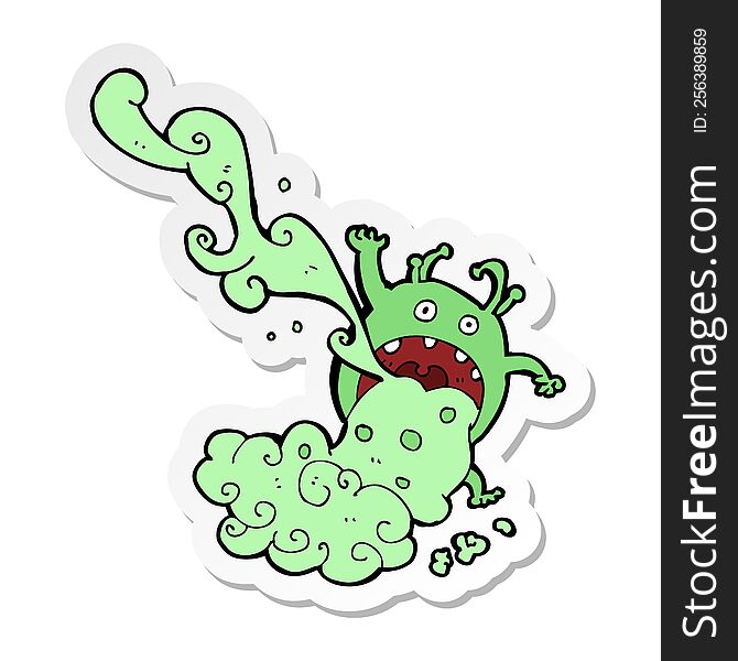 Sticker Of A Cartoon Gross Monster