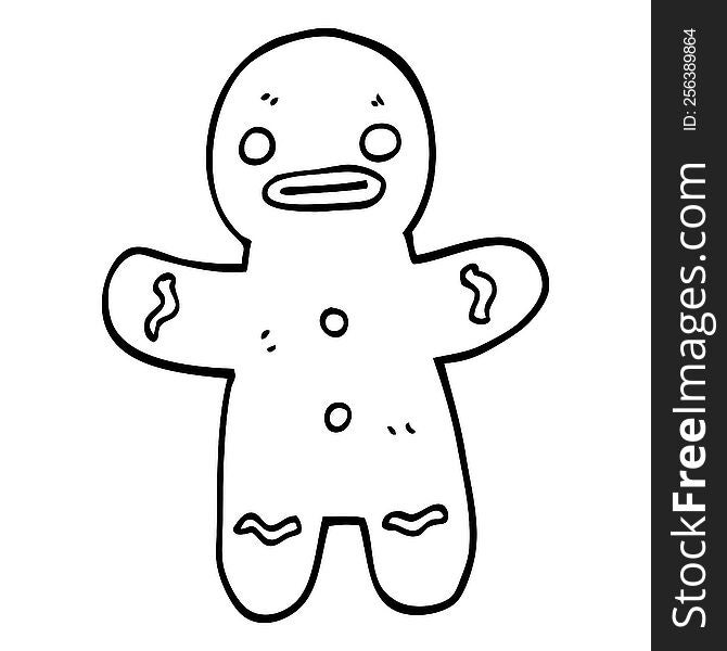 Line Drawing Cartoon Gingerbread Man