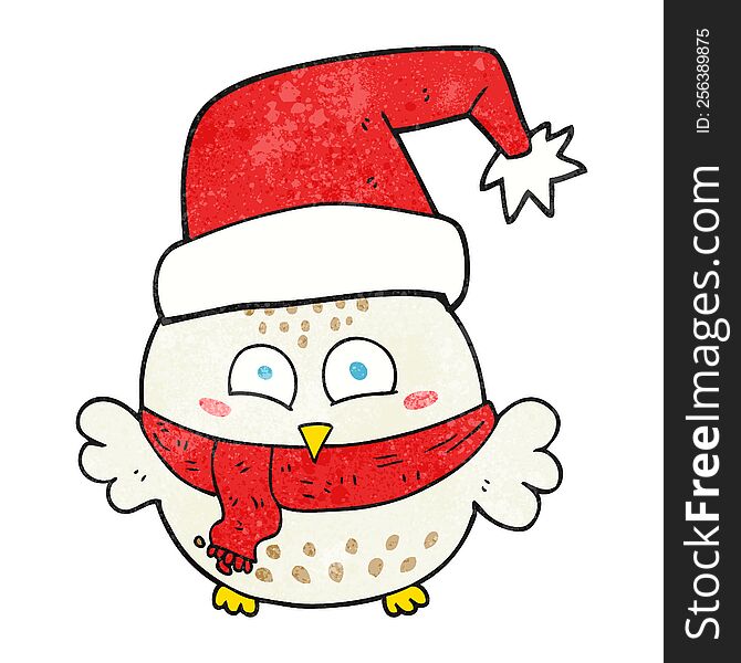 Textured Cartoon Cute Christmas Owl