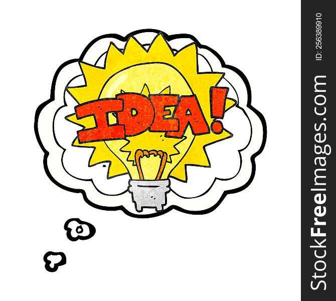 Thought Bubble Textured Cartoon Idea Light Bulb Symbol