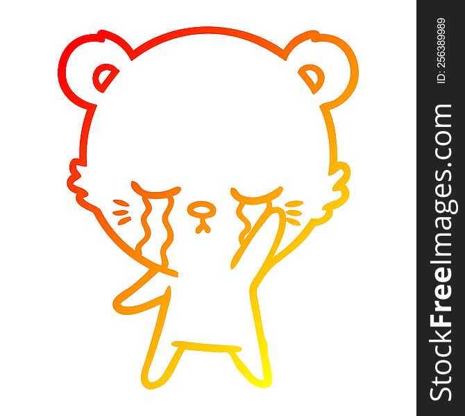 warm gradient line drawing crying cartoon polarbear