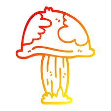 Warm Gradient Line Drawing Cartoon Wild Mushroom Royalty Free Stock Photos