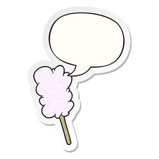 Cartoon Candy Floss On Stick And Speech Bubble Sticker Royalty Free Stock Photography