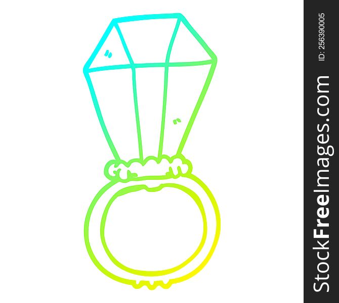 cold gradient line drawing of a cartoon engagment ring
