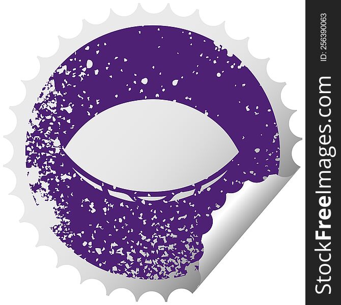Distressed Circular Peeling Sticker Symbol Sleeping Eye