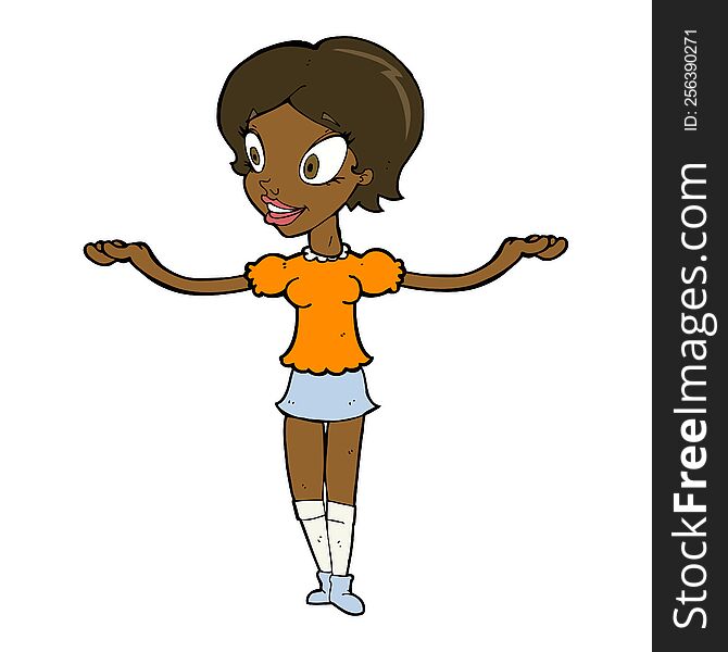 Cartoon Woman With Arms Spread Wide