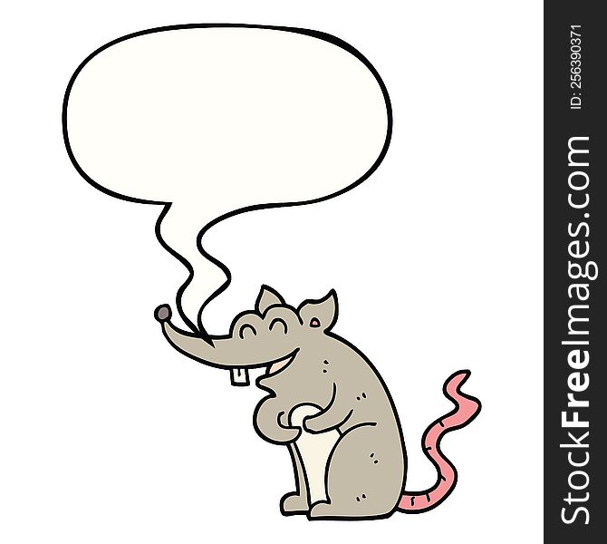 cartoon rat with speech bubble. cartoon rat with speech bubble