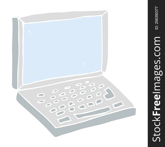 flat color illustration of laptop computer. flat color illustration of laptop computer