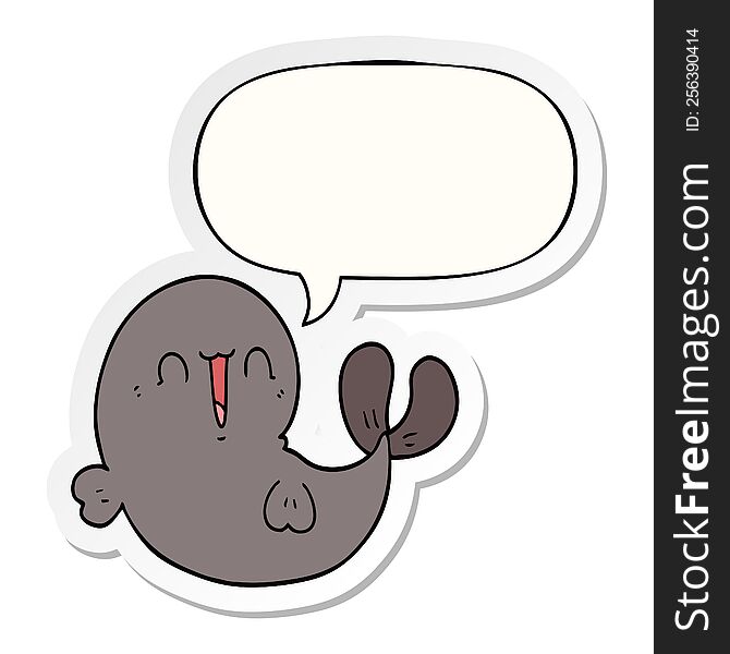Cute Cartoon Whale And Speech Bubble Sticker